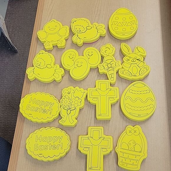 Lot Of 14 Chunky Foam Stamps For Arts And Crafts Painting. Easter - Picture 2 of 10